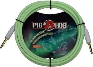 Pig Hog PCH10GLO Glow in The Dark Instrument Cable 10-Feet Unique Woven Outer Covering Gold Plated 1/4" Connectors