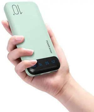 JONKUU Power Bank 10000mAh Portable Charger Slim External Battery Pack with 2 USB 2.4A Outputs and USB C In/Out Compatible with Huawei iPhone 16 15 14 13 12 iPad Samsung Galaxy S20 Android Tablet