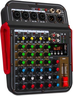 COKYISS Audio Mixer Built-in Effector 6 Channel Audio Mixer,With Input Gain and Treble and Bass Adjustment, High-Definition Headphone Output Port,is Suitable for Home Stage Performances