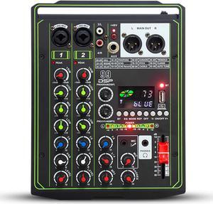 COKYISS WM2N2 Audio Mixer, 4 Channel Multi-Functional Audio Mixer with Digital Reverberation Effect, Suitable for Home Studio Recording and Stage Performances