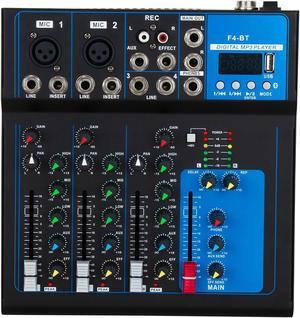 COKYISS F4 Low-Noise 4 Channel Audio Mixer with Built-in Wireless Connection and Digital Reverberation Effect for Stage Performances Wedding speeches