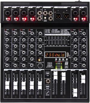 COKYISS E808 8-Channel Professional Audio Mixer with Bluetooth, USB Playback, 7-Band EQ, Effects, Phantom Power
