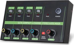 COKYISS Sound Mixer,Mini 4 Channel Mixer,Low Noise Signal Amplification, Stereo Mono Output and Input
