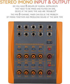 COKYISS Mixer, Portable 10 Channel Stereo Mixer, Audio Mixer with 10 Channel Input and 2 Channel Output