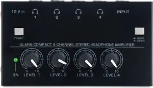 COKYISS Ultra-Compact Headphone Amplifier,4 Channel Stereo Headphone Amplifier,Multi-Function Microphone Mini Professional Stereo Headphone Splitter