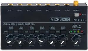 COKYISS Ultra-Compact Mixer, Suitable for Home Studio Recording and Live Broadcast, Low Noise 6 Channel Stereo Audio Mixer