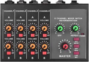 COKYISS Audio Mixer, 8 Channel Hub Reverb Effector, Suitable for Microphone Instrument Expander