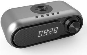 Astrotec Wireless Charging Clock Radio  Portable Bluetooth Speaker with 10W Wireles Charger, Alarm Clock, FM,Bass Enhancer,