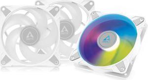 ARCTIC P12 PWM PST A-RGB (3 Pack) - 120 mm PWM case Fan Optimized for Static Pressure, case Fan, semi-Passive: 200-2000 RPM (0 RPM <5%), 5V 3 pin ARGB LED, Single Fan - White