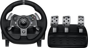 G920 Driving Force Racing Wheel and Floor Pedals, Real Force Feedback, Stainless Steel Paddle Shifters, Leather Steering Wheel Cover for Xbox Series X|S, Xbox One, PC, Mac - Black