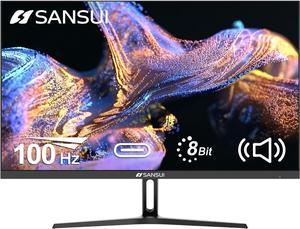 SANSUI Monitor 24 inch 100Hz USB TypeC Computer Monitor Builtin Speakers FHD 1080P HDMI DisplayPort HDR VESA Compatible for Game and OfficeES24F2CUSBCHDMI Cable Included
