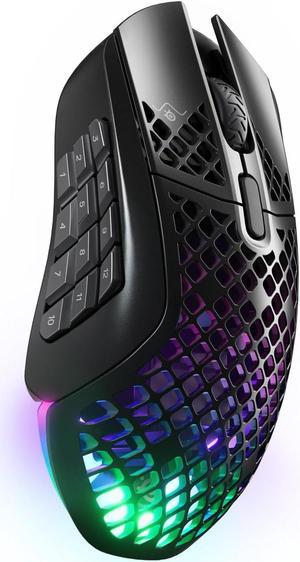 SteelSeries Aerox 9 Wireless - Holey RGB Gaming Mouse - Ultra-lightweight Water Resistant Design - 18 Buttons  Bluetooth/2.4 GHz - 18K DPI TrueMove Air Optical Sensor