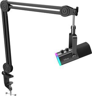 FIFINE XLR/USB Microphone and Heavy Duty Boom Arm Kit, PC Computer Gaming Streaming Mic with RGB Light, Mute Button, Headphones Jack, Microphone Arm Stand Bundle for Podcast Recording (AM8+BM63)
