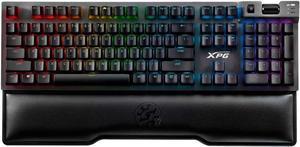 XPG Summoner Mechanical RGB Gaming Keyboard: Cherry MX Silver Ultra-Quick Linear Switches - Sandblasted Aluminum Frame - USB Passthrough - Mechanical Scroll Wheel - Included Wrist Rest - Black