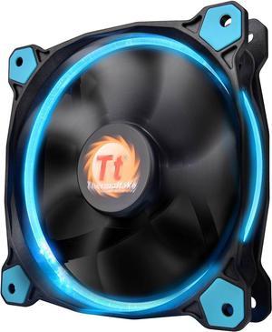 Riing 12 Series Blue High Static Pressure 120mm Circular LED Ring Case/Radiator Fan with Anti-Vibration Mounting System Cooling CL-F038-PL12BU-A