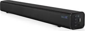 Pyle Home Theater Soundbar Speaker w/Bluetooth - Wave Base Streaming Tabletop Stand Mount TV Digital System with AUX/USB Port/Micro SD Input, Extended Bass Performance, Full Range Sound Reproduction