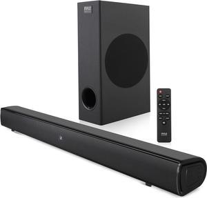Pyle 2.1 Tabletop Soundbar Digital Speaker System w/Bluetooth- Digital Amplifier with DSP Streaming Tabletop Stand Mount TV Digital System with AUX/Optical in/USB in/HDMI (ARC)/Coaxial, LED Display