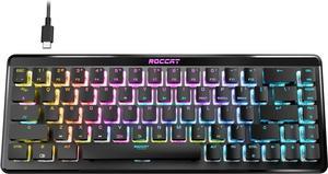 ROCCAT Vulcan II Mini Air 65% Optical Mechanical Gaming Keyboard, Full Wireless and Bluetooth Capabilities, Customizable RGB Illumination, Button Duplicator, On-Board Profiles, Aluminum Plate  Black
