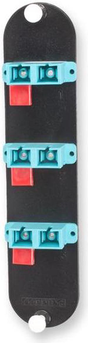 Corning CCH-CP06-E7 Closet Connector Housing Panel with 3 SC Duplex 10Gig Aqua OM3/OM4 Multimode 50um Adapters