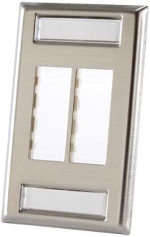 Ortronics OR-403STJ14 TracJack 4-Port Stainless Steel Faceplate w/Labels