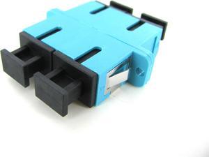 Corning SC Duplex Full-Flange Mount, Ceramic Sleeve 50um Multimode OM3/OM4/OM4+ Fiber Optic Adapter / Coupler, Aqua ADP-DSC0-CCAFL-CLS