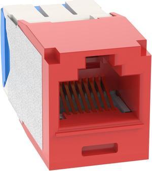 Panduit CJ6X88TGRD Mini-Com TX6 10 Gig Cat6a Jack Module, Red, Box of 50