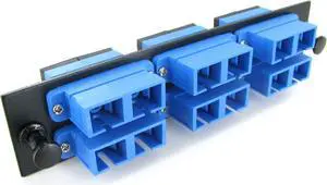 Hubbell FSPSCDS6B Fiber Optic Adapter Panel, 6-Port Duplex SC Singlemode OS2