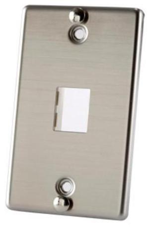 Ortronics OR-403STJ1WP TracJack 1-Port Stainless Steel Wall Phone Plate / Faceplate w/Mounting Studs
