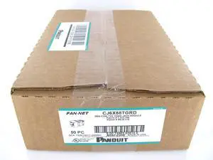 Panduit CJ6X88TGRD Mini-Com TX6 10 Gig Cat6a Jack Module, Red, Box of 50