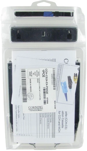 Corning CCH-CS24-E4-P00QE Pigtailed Splice Cassette, 24 Fiber, LC PC Duplex 50um Multimode (OM4), Single-Fiber (250 um) Corning CCH-CS24-E4-P00QE Pigtailed Splice Cassette, 24 Fiber, LC PC Duplex 50um Multimode (OM4), Single-Fiber (250 um)
