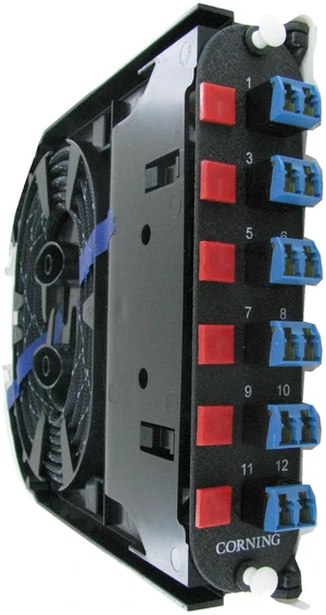 Corning CCH-CS12-AE-P00RE Pigtailed Fiber Optic Splice Cassette, 12 Fiber, LC UPC Duplex Shuttered Singlemode OS2 Corning CCH-CS12-AE-P00RE Pigtailed Fiber Optic Splice Cassette, 12 Fiber, LC UPC Duplex Shuttered Singlemode OS2