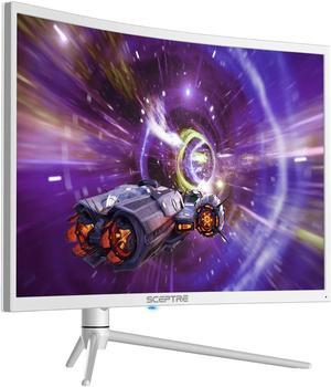 Sceptre Curved 32inch QHD Gaming Monitor 2560 x 1440 up to 165Hz 144Hz 1ms HDR1000 99 sRGB Light Sensor Height Adjustable DP HDMI USB Type C 31 Buildin Speakers Nebula White C325BQWN168W