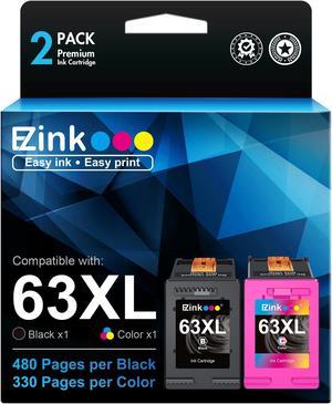 EZ Ink TM Remanufactured Ink Cartridge Replacement for HP 63XL 63 XL to use with Officejet 3830 5255 4650 3833 Envy 4520 Deskjet 1112 3637 3630 3634 Printer 1 Black 1 TriColor