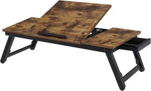 SONGMICS Laptop Desk Bed Sofa Breakfast Tray Adjustable Tilt Top Rustic Dark Brown ULLD110B01