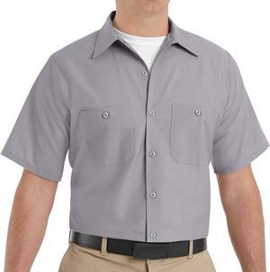 Red Kap Mens Industrial Short Sleeve Work Shirt Silver Grey XLarge
