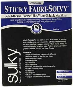 Sulky Sticky Fabri-Solvy Fabric Stabilizer, 20 by 36-Inch