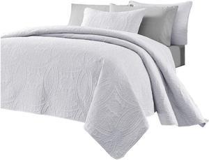 Chezmoi Collection 3 Piece 118 by 106" Austin Oversized Bedspread Coverlet Set, King, White