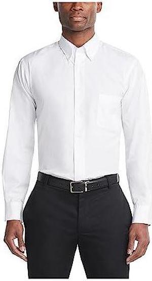 Van Heusen Mens Dress Shirts Regular Fit Silky Poplin Solid White Medium