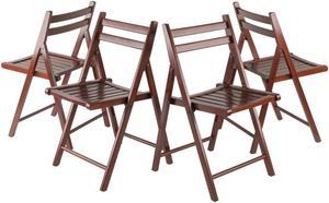 Winsome Wood 94415 Robin 4 Piece Folding Chair Set Walnut