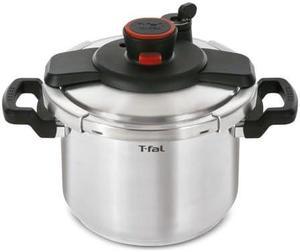 T-fal Clipso Stainless Steel Pressure Cooker, 6-litre Capacity, Even Heat Distribution, Dishwasher Safe, Silver