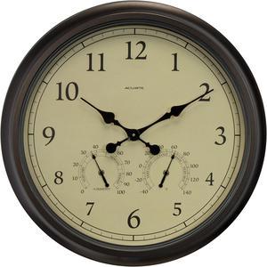 AcuRite 24-inch Weathered Wall Clock with Thermometer and Hygrometer