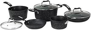 Starfrit The Rock 8PC Non-Stick Cookware set - Durable Forged Aluminum - Oven Safe - PFOA Free - Easy to Clean - Black