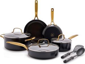 Blue Diamond Gold 10 Piece Cookware Set,Ceramic Nonstick, PFOA Free, Induction, Black