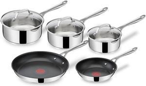 Jamie Oliver by Tefal 8pc Cooks Direct 18/10 Stainless Steel Cooks Direct pots and pan set, cookware set, frying pan, non stick frying pan, Non stick interior pots and pans with Thermospot technology