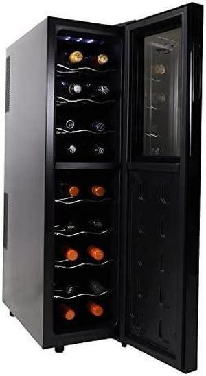 Koolatron 18 Bottle Slim Dual Zone Wine Cooler, Black Thermoelectric Wine Fridge, 1.9 cu. Ft (53L) Freestanding Wine Cellar, Red, White, Sparkling Wine Storage for Home Bar, Kitchen, Apartment, Condo