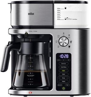 Braun MultiServe Plus 10- Cup Pod Free Drip Coffee Maker, 7 Brew Sizes/Hot & Cold Brew & Hot Water for Tea, KF9370SI