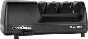 Chef's Choice 15XV Professional Electric Knife Sharpener with 100-Percent Diamond Abrasives and Precision Angle Guides for Straight Edge and Serrated Knives, 3-Stage, Black