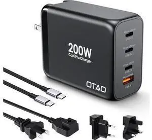 200W USB C Charger Block 4 Ports GaN Fast Charging Station Wall Charger PD3.0 PPS 100W QC3.0 65W Power Station Travel Adapter with AC Cord UK/EU Plug for MacBook Pro/Ai/iPhone 15/14/13/ S24 200W USB C Charger Block 4 Ports GaN Fast Charging Station Wall Charger PD3.0 PPS 100W QC3.0 65W Power Station Travel Adapter with AC Cord UK/EU Plug for MacBook Pro/Ai/iPhone 15/14/13/ S24