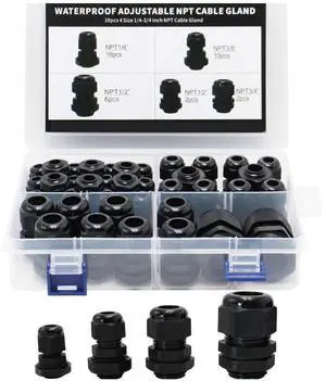 NPT waterproof connector 1/4, 3/8, 1/2, 3/4 inches, 38 pieces, combination, black with gasket, cross-border combination NPT waterproof connector 1/4, 3/8, 1/2, 3/4 inches, 38 pieces, combination, black with gasket, cross-border combination