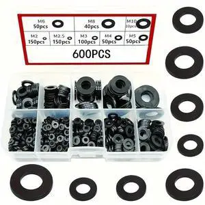 Cross-border 600PCS nylon flat washers M2, M2.5, M3, M4, M5, M6, M8, M10, M12, black combination set Cross-border 600PCS nylon flat washers M2, M2.5, M3, M4, M5, M6, M8, M10, M12, black combination set